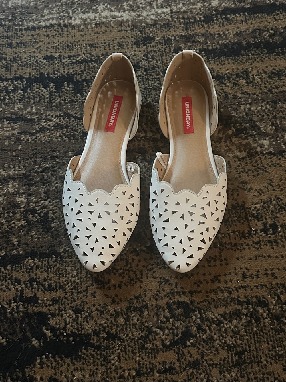 Unionbay White Laser-Cut D'Orsay Flats